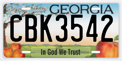 GA license plate CBK3542