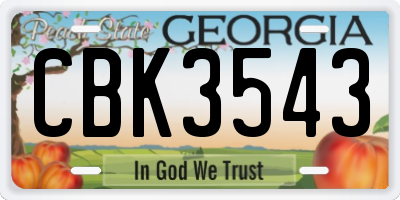 GA license plate CBK3543