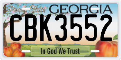 GA license plate CBK3552