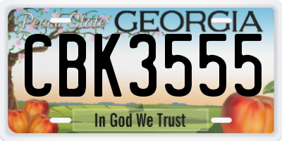 GA license plate CBK3555