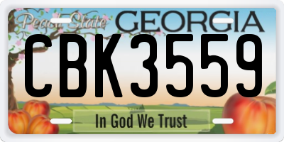 GA license plate CBK3559
