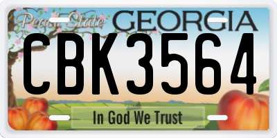 GA license plate CBK3564