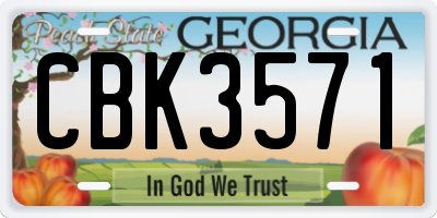 GA license plate CBK3571