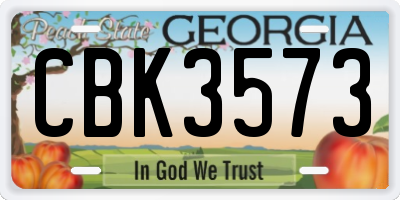 GA license plate CBK3573