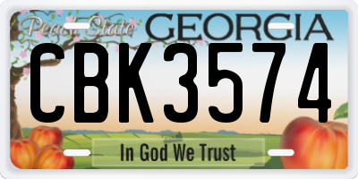 GA license plate CBK3574