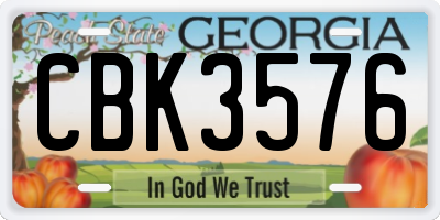 GA license plate CBK3576