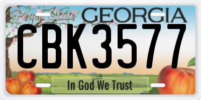 GA license plate CBK3577