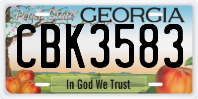 GA license plate CBK3583
