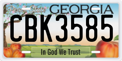 GA license plate CBK3585