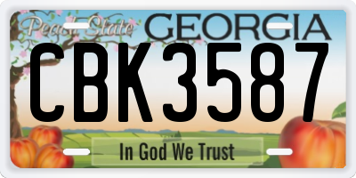 GA license plate CBK3587