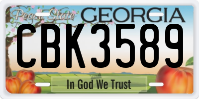 GA license plate CBK3589
