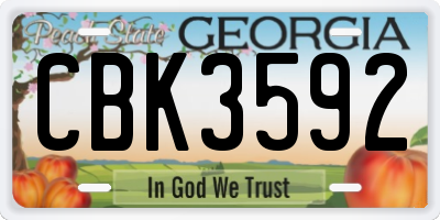 GA license plate CBK3592