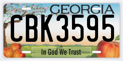 GA license plate CBK3595