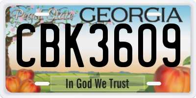 GA license plate CBK3609