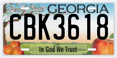 GA license plate CBK3618