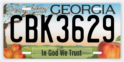 GA license plate CBK3629