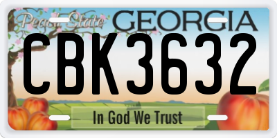 GA license plate CBK3632