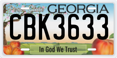 GA license plate CBK3633