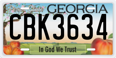GA license plate CBK3634