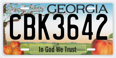 GA license plate CBK3642