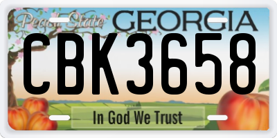 GA license plate CBK3658