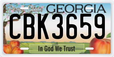 GA license plate CBK3659