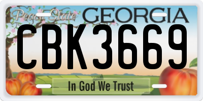 GA license plate CBK3669