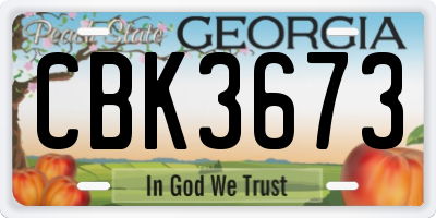 GA license plate CBK3673