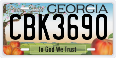 GA license plate CBK3690