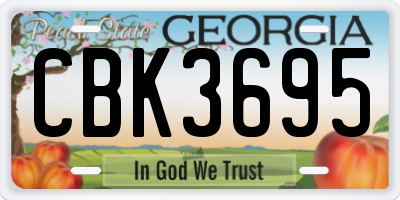 GA license plate CBK3695