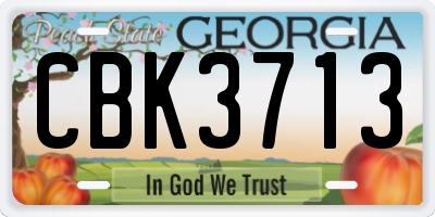 GA license plate CBK3713