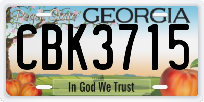 GA license plate CBK3715