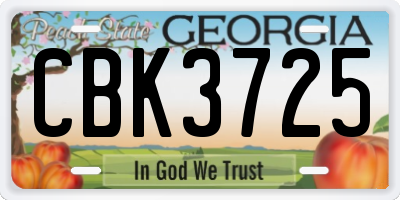 GA license plate CBK3725