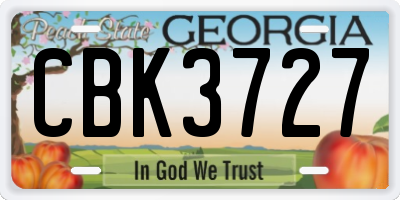 GA license plate CBK3727