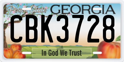 GA license plate CBK3728