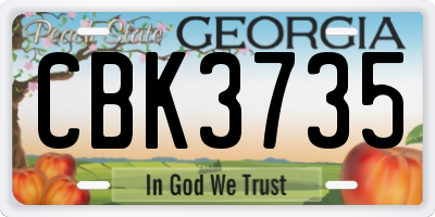 GA license plate CBK3735
