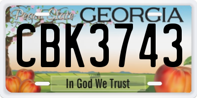 GA license plate CBK3743