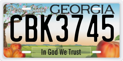 GA license plate CBK3745