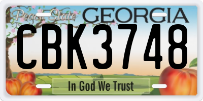 GA license plate CBK3748