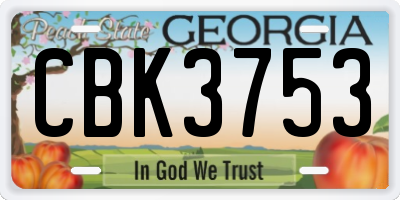 GA license plate CBK3753
