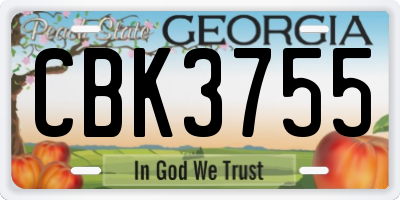 GA license plate CBK3755