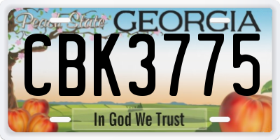 GA license plate CBK3775