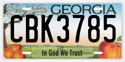 GA license plate CBK3785