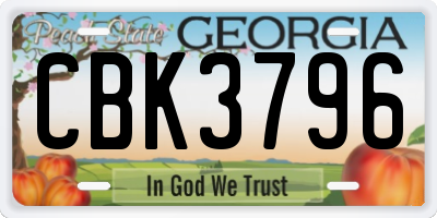 GA license plate CBK3796