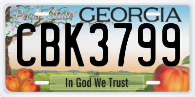 GA license plate CBK3799