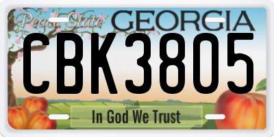 GA license plate CBK3805