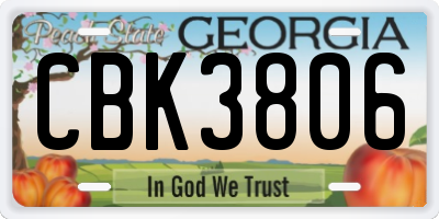 GA license plate CBK3806