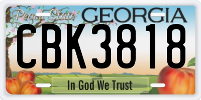 GA license plate CBK3818