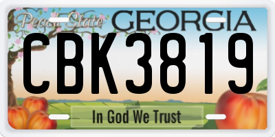 GA license plate CBK3819