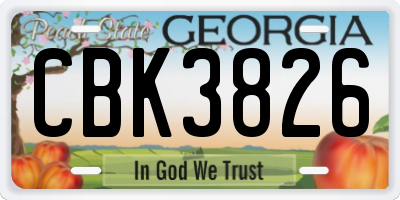 GA license plate CBK3826